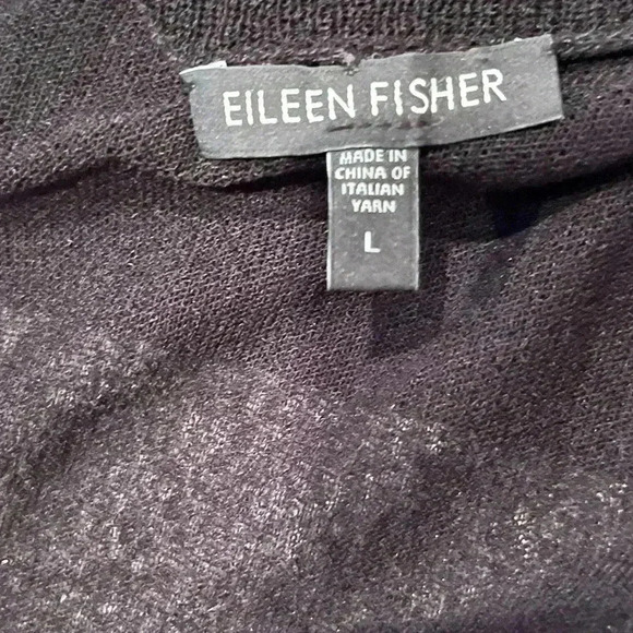 Eileen Fisher cardigan black cotton organic button closure large - Picture 2 of 2
